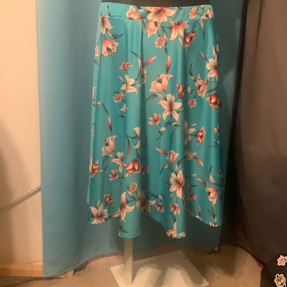 Fashion to Figure Floral Midi Skirt - Teal and Pink